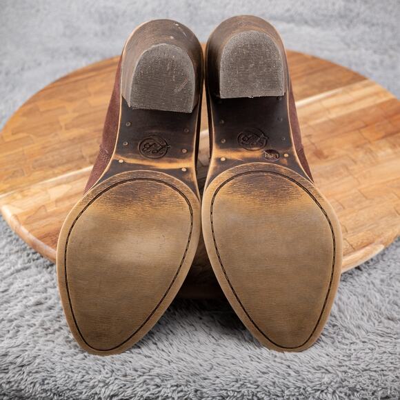 Lucky Brand Esperanza Brown Suede Leather Block Heel Ankle Boots Womens Size 6.5 - Picture 6 of 6